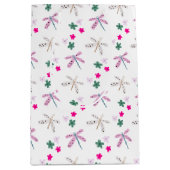 Sac Cadeau Moyen Dragonflies et Fleurs sur blanc (Devant)