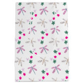 Sac Cadeau Moyen Dragonflies et Fleurs sur blanc (Dos)