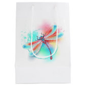 Sac Cadeau Moyen Dragonfly rouge sur l'arrière - plan aquarelle (Dos)