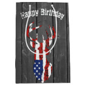 Sac Cadeau Moyen Drapeau américain cerf sur bois (Devant)