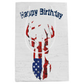 Sac Cadeau Moyen Drapeau américain cerf sur bois (Devant)