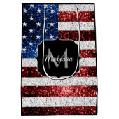 Sac Cadeau Moyen Drapeau américain rouge blanc brillant parties sci (Dos)