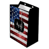 Sac Cadeau Moyen Drapeau américain rouge blanc brillant parties sci (Dos Angle)