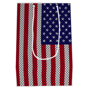 Sac Cadeau Moyen Drapeau américain sur l'impression en fibre de car