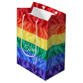 Sac Cadeau Moyen Drapeau arc-en-ciel gay pride LGBT LGBTQ bandes ar (Devant Angle)