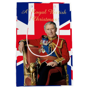 Sac Cadeau Moyen Drapeau britannique King Charles III Salutation de
