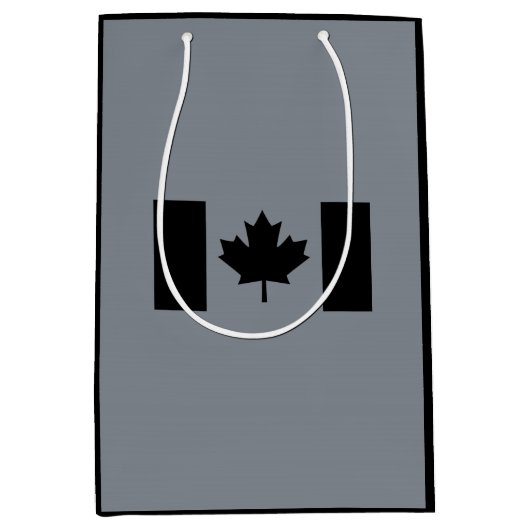 Sac Cadeau Moyen Drapeau canadien en noir (Devant)