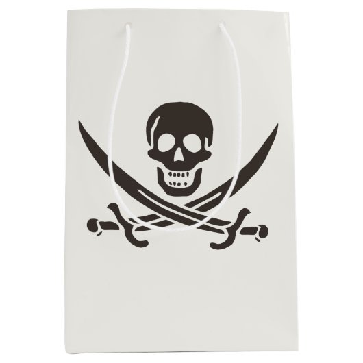 Sac Cadeau Moyen Drapeau de crâne obsidien Drapeau de pirate Calico (Devant)