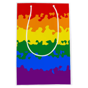 Sac Cadeau Moyen Drapeau de fierté gay arc-en-ciel mosaïque abstrai