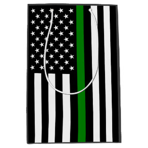 Sac Cadeau Moyen Drapeau de la fine ligne verte : vétérans militair