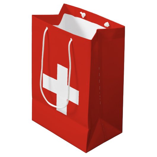 Sac Cadeau Moyen Drapeau de la Suisse (Devant Angle)
