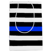 Sac Cadeau Moyen Drapeau de police de la ligne bleue mince (Devant)