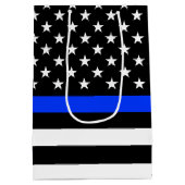 Sac Cadeau Moyen Drapeau de police de la ligne bleue mince (Dos)