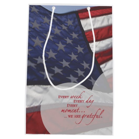 Sac Cadeau Moyen Drapeau du coeur patriotique, appréciation militai (Dos)