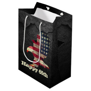 Sac Cadeau Moyen Drapeau et aigle à tête blanche 65e anniversaire