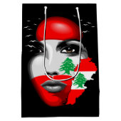 Sac Cadeau Moyen Drapeau et carte du Liban sur le visage de la fill (Dos)