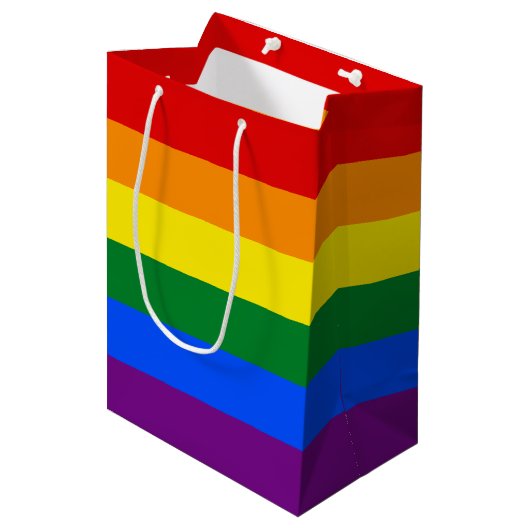 SAC CADEAU MOYEN DRAPEAU GAY PRIDE DE RAINBOW | CADEAU (Devant Angle)
