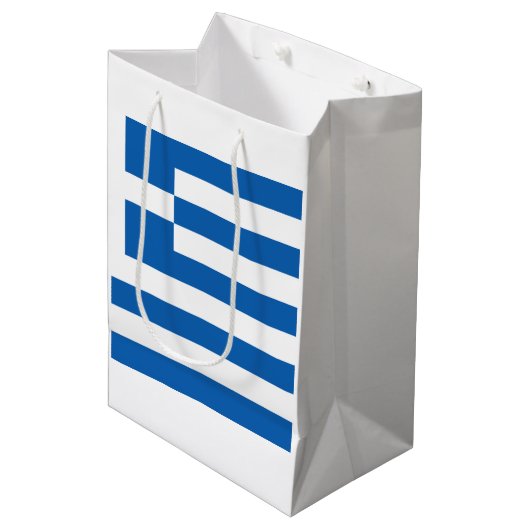 Sac Cadeau Moyen Drapeau grec (Grèce) (Devant Angle)