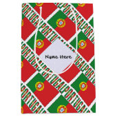 Sac Cadeau Moyen Drapeau portugais avec votre nom (Devant)