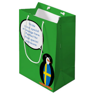 Sac Cadeau Moyen Drapeau suédois Parler de Mme Penguin Personnalisé