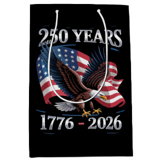 Sac Cadeau Moyen Drapeau USA de l'aigle du 4 juillet 250 ans 1776 2