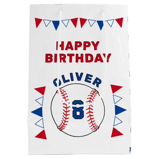 Sac Cadeau Moyen Drapeaux de baseball Ball Bunting Anniversaire de (Dos)