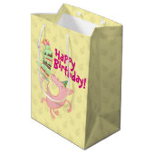 Sac Cadeau Moyen Drôle Cochon Joyeux Anniversaire ! Carton de gâtea (Dos Angle)