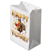 Sac Cadeau Moyen Drôle Joyeux Turquie Thanksgiving (Devant Angle)