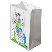 Sac Cadeau Moyen Drôle Mignonne Joyeux lapin de Pâques Peinture Oeu (Dos Angle)