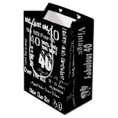 Sac Cadeau Moyen Drôle Sayings 40e anniversaire Noir (Dos Angle)