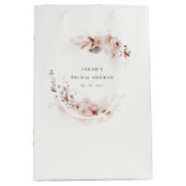 Sac Cadeau Moyen Dusky Fall Marsala Blush Floral Fête des mariées (Devant)