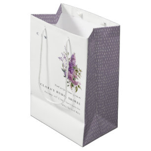 Sac Cadeau Moyen Dusky Lilac Aquarelle Cottage Flora Fête des marié