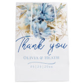 Sac Cadeau Moyen Dusty Blue Floral Mariage or (Dos)