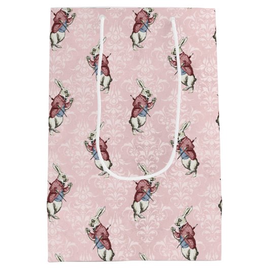 Sac Cadeau Moyen Dusty Blue & Pink Alice in Wonderland Baby shower (Dos)