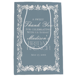 Sac Cadeau Moyen Dusty Blue Talavera Fiesta Brunch nuptial Faveurs