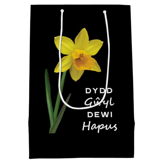 Sac Cadeau Moyen Dydd Giles Dewi Hapus Joyeux St David's Day (Dos)