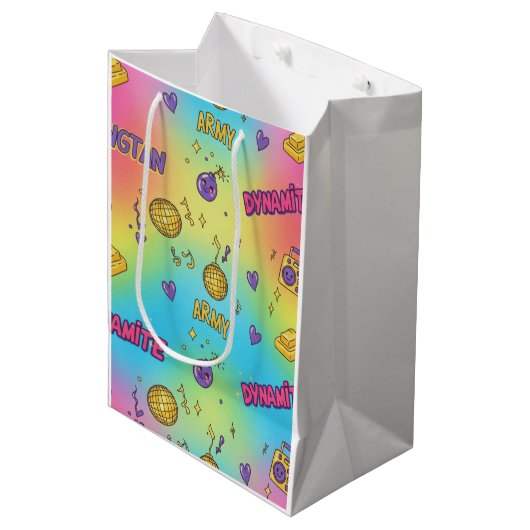 Sac Cadeau Moyen Dynamite Pop Art Rainbow Pattern (Devant Angle)
