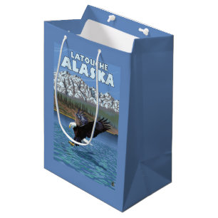 Sac Cadeau Moyen Eagle chauve plongeant - Latouche, Alaska