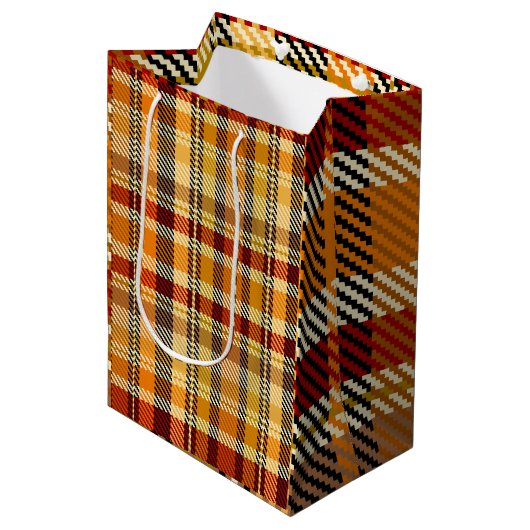Sac Cadeau Moyen Earthtone Plaid Gift Bag (Devant Angle)