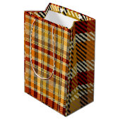 Sac Cadeau Moyen Earthtone Plaid Gift Bag (Dos Angle)