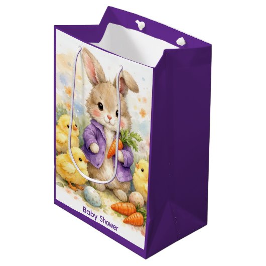 Sac Cadeau Moyen Easter Bunny Purple Jacket Baby Shower (Devant Angle)