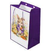 Sac Cadeau Moyen Easter Bunny Purple Jacket Baby Shower (Dos Angle)