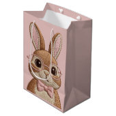 Sac Cadeau Moyen Easter Bunny with Glasses & Bow – Embroidered Look (Devant Angle)