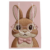 Sac Cadeau Moyen Easter Bunny with Glasses & Bow – Embroidered Look (Dos)