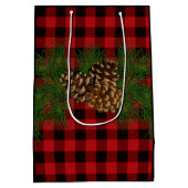 Sac Cadeau Moyen Eat, drink, be merry - Holiday pinecone red plaid  (Dos)