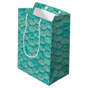Sac Cadeau Moyen Écailles de sirène vert de mer turquoise
