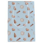 Sac Cadeau Moyen Échange de cookies de Noël bleu (Devant)