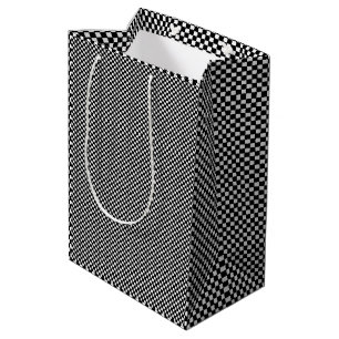 Sac Cadeau Moyen Échecs à damiers à damiers motif noir et blanc