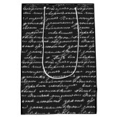 Sac Cadeau Moyen Écrit Lettres Cursive Noir Blanc Écrivain (Dos)