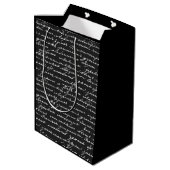 Sac Cadeau Moyen Écrit Lettres Cursive Noir Blanc Écrivain (Dos Angle)